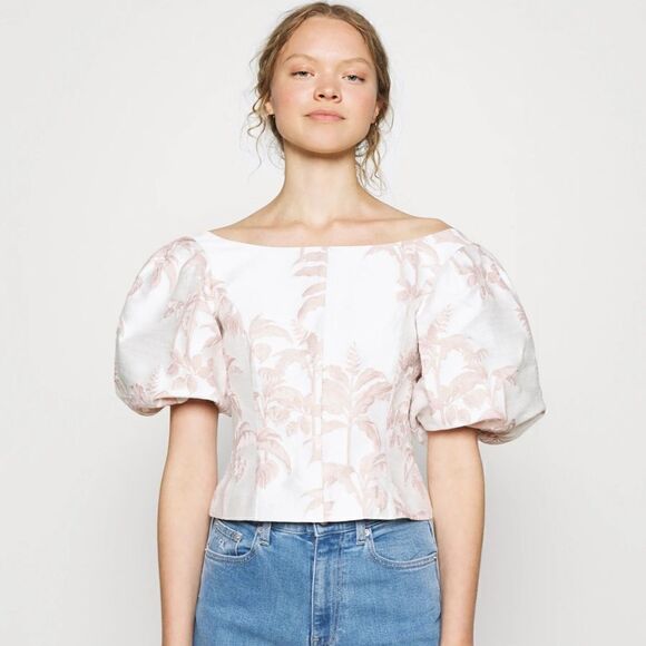 Ted Baker London Riverr Wide Neck Cropped Puff Sleeves Top.Size 6 =XXL - Picture 6 of 16